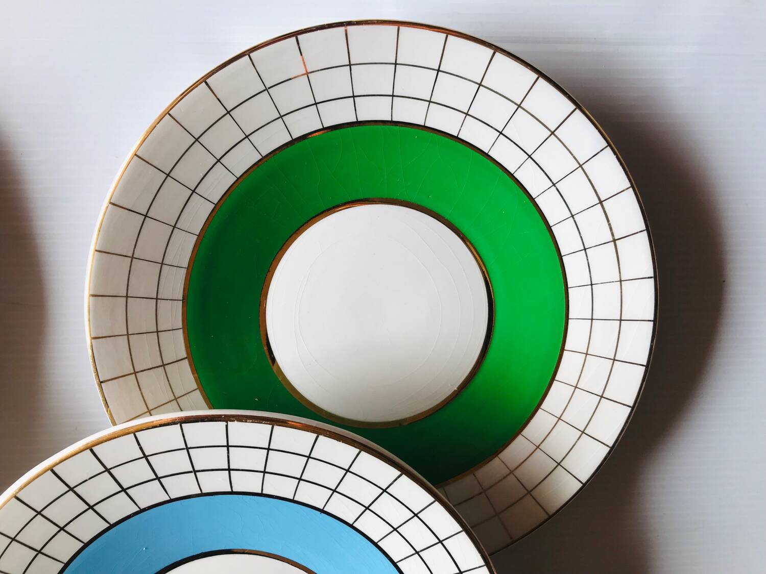 Set of 6 colorful dessert plates 1950s