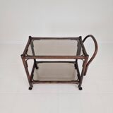 Italian Bas Card or Trolley in Bentwood and Smoked Glass, 1970's