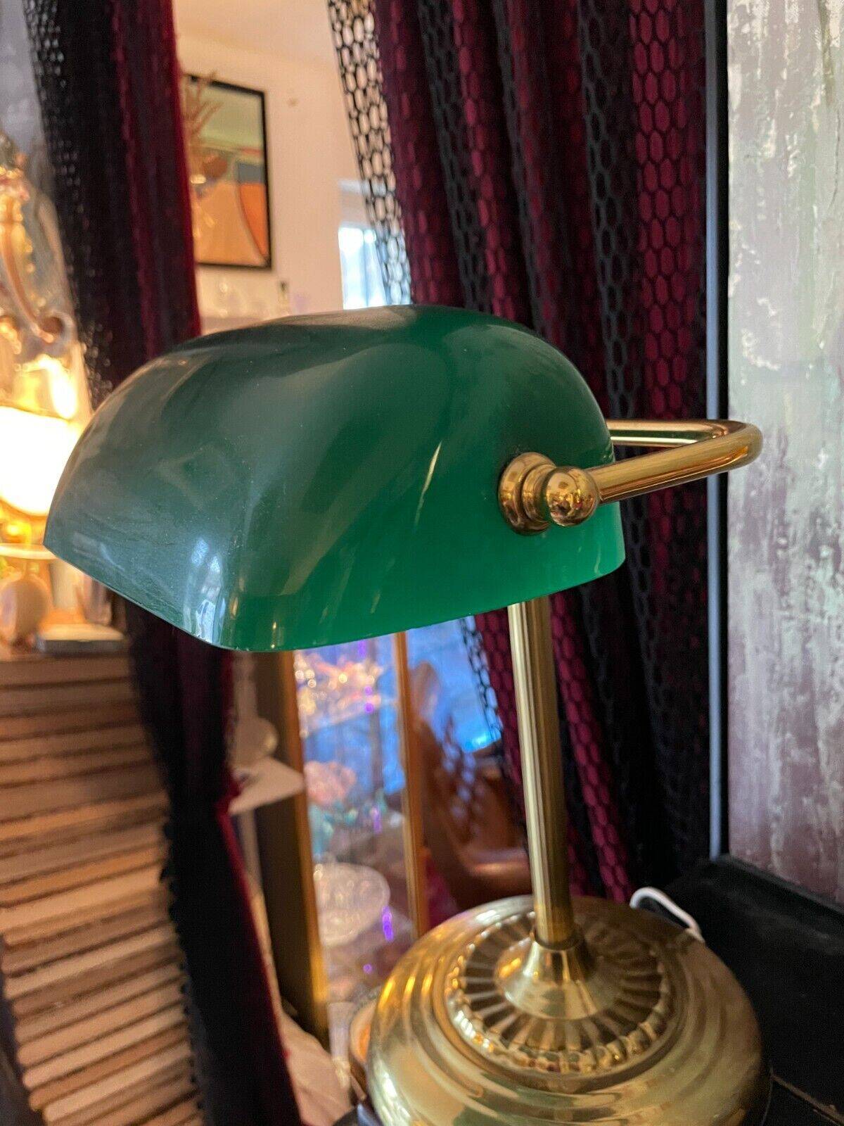 Notary desk lamp, banker, tilting green opaline library