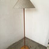 Wood and brass floor lamp