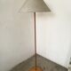 Wood and brass floor lamp