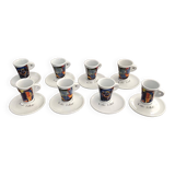 8 coffee cups with saucers - Cafés Folliet Collection