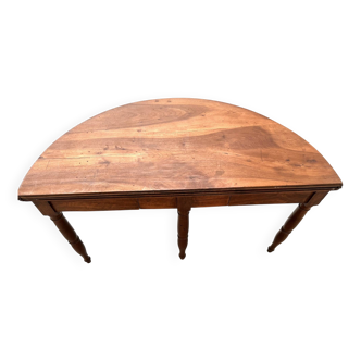 Half-moon table in solid walnut, circa 1900
