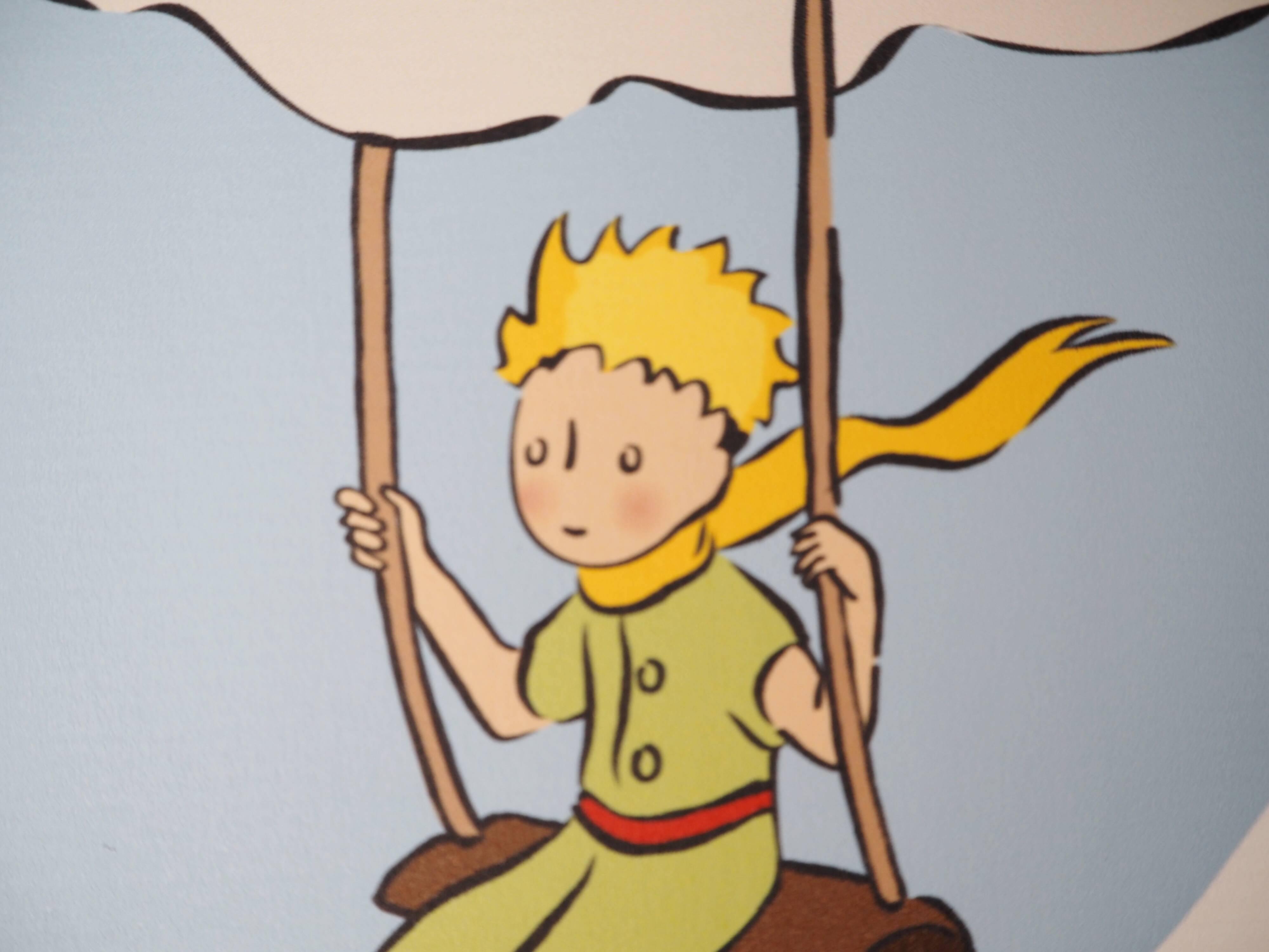 Antoine de Saint-Exupéry: The Little Prince flies with the clouds, lithograph.