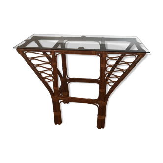 Vintage rattan console
