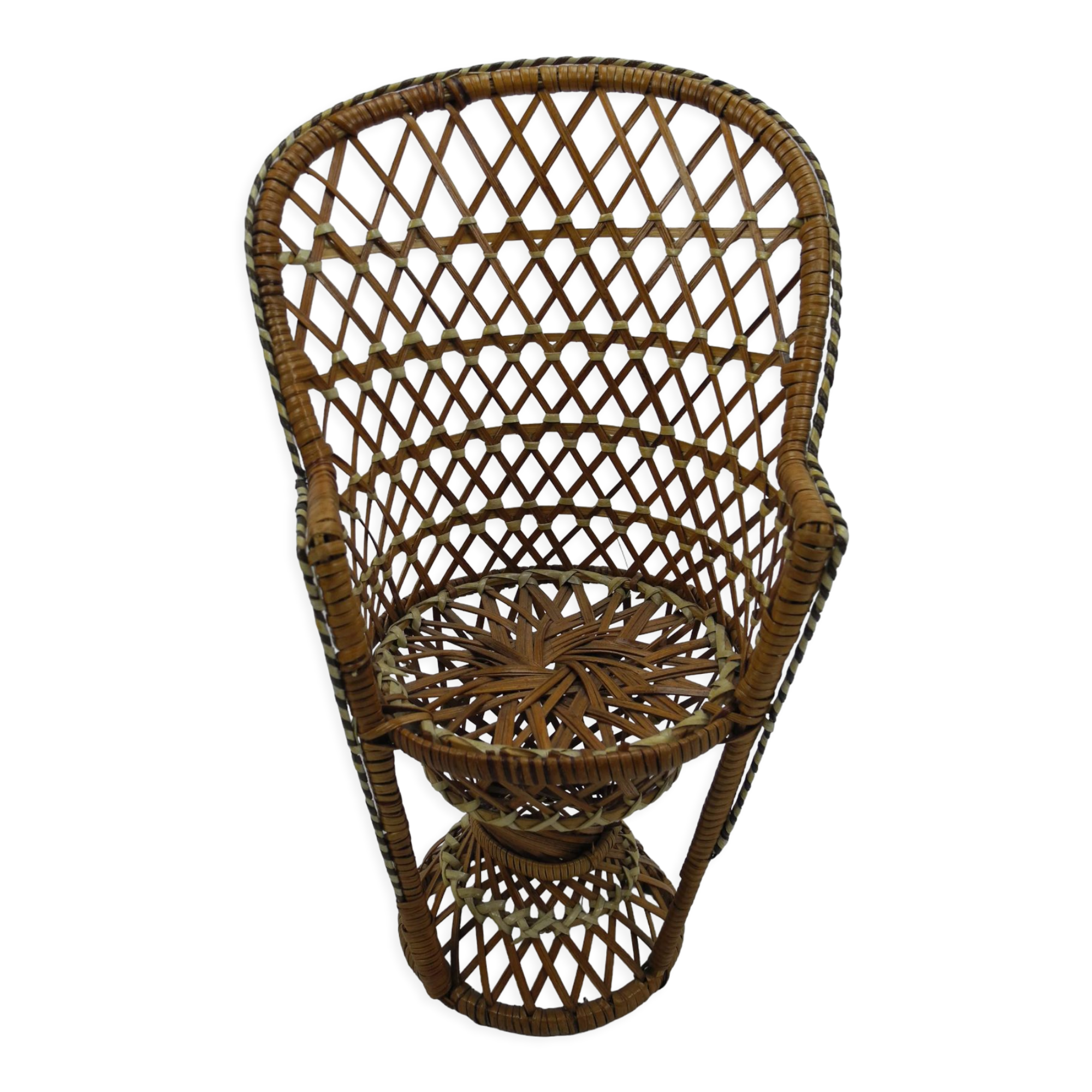 Emmanuelle style rattan doll armchair vintage toy