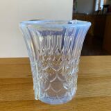 Blue iridescent glass vase