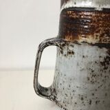 Brown grey enamelled stoneware pitcher
