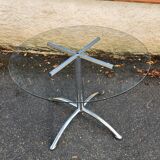 Chrome table with glass dining top from the 1980s.