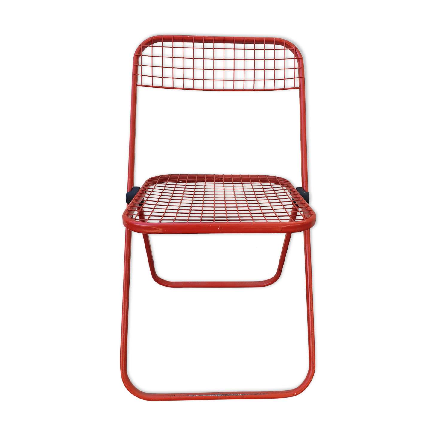Red mesh folding chair Taulin 80s