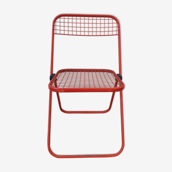 Red mesh folding chair Taulin 80s