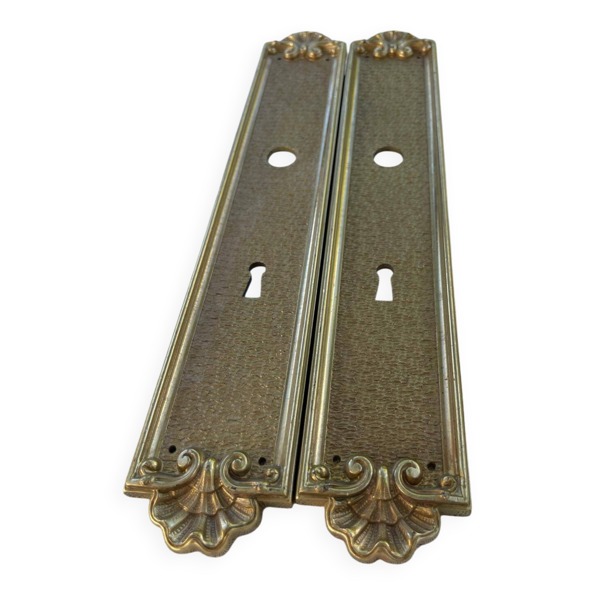 Vintage Lot of 3 Pairs of Heavy Brass Door Plates Lyon France
