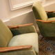 Lot de 2 fauteuils club accoudoirs teck années 50/60