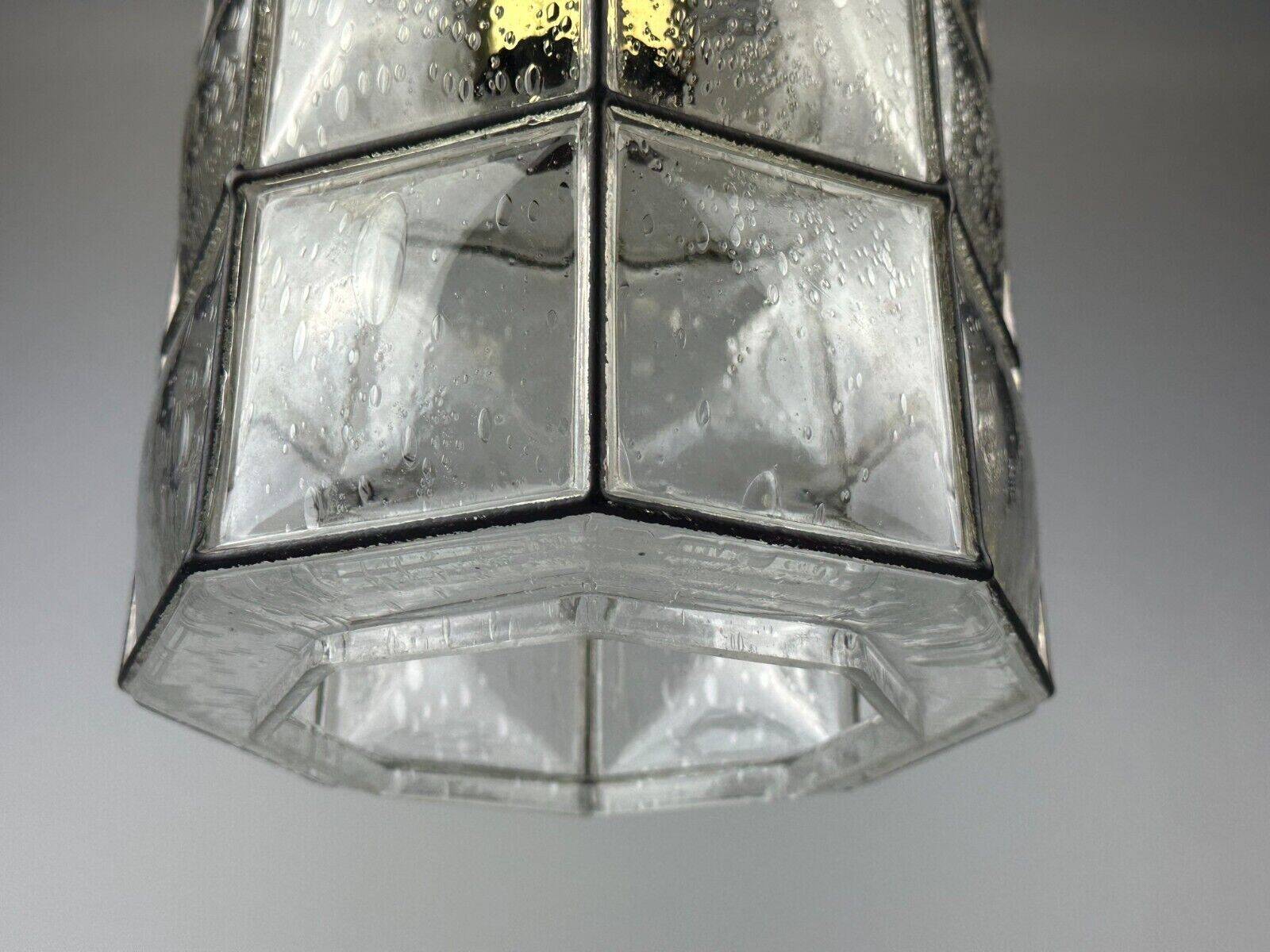 60s 70s ceiling lamp Glashütte Limburg Germany glass & brass Space Age
