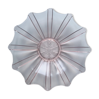 Plat en verre moulé rose et belge