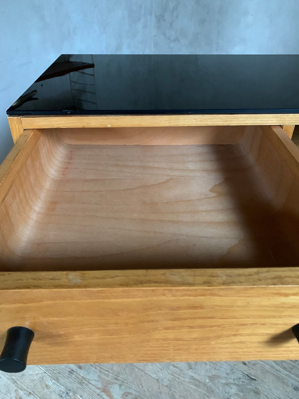 Vintage desk with compass legs in oak