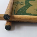 Vintage heron tray in bamboo 1960