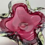 Cendrier en verre à bulles en verre de Murano rose Shell Shell Ashtray Murano, Italie, années 1970