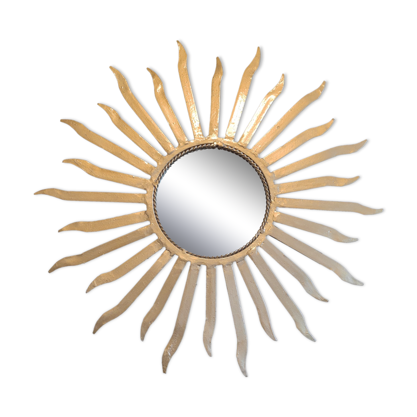 Miroir soleil en métal doré