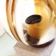 Polychrome glass globe lamp on marble base / vintage 60s-70s