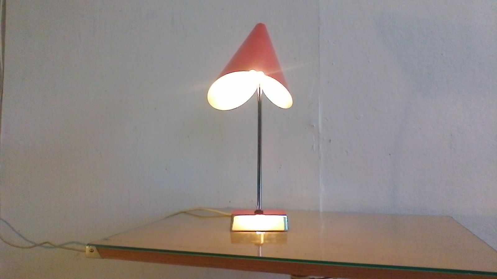 By Josef Hurka for Napako 1960 red desk lamp