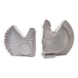Postmodern Glazed Ceramic Decorative Pair of Chicken by Alessio Tasca, Italy