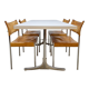 Vintage Dutch design chrome dining set leather chairs 'Minimalism'