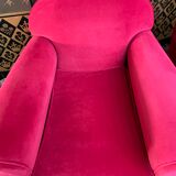 Pair of Red Velvet Art Deco Club Armchairs