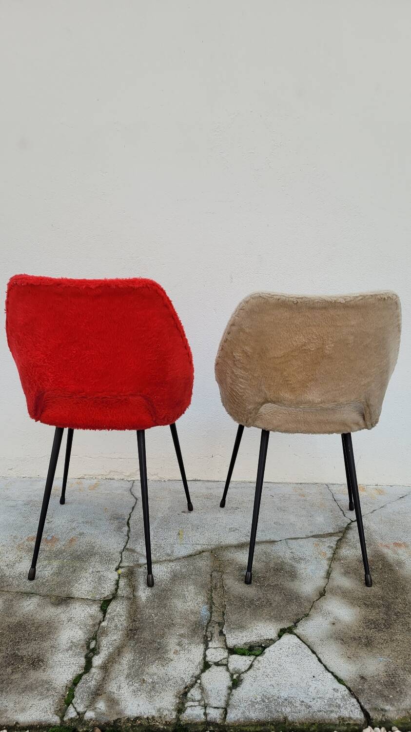 Pair of vintage "Moumoute" chairs -1950s