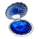 Silver-plated metal and blue glass butter dish