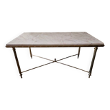 Coffee table - In bronze and white marble top - Louis XVI style, neo-classical