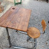 Vintage school desk in iron and wood