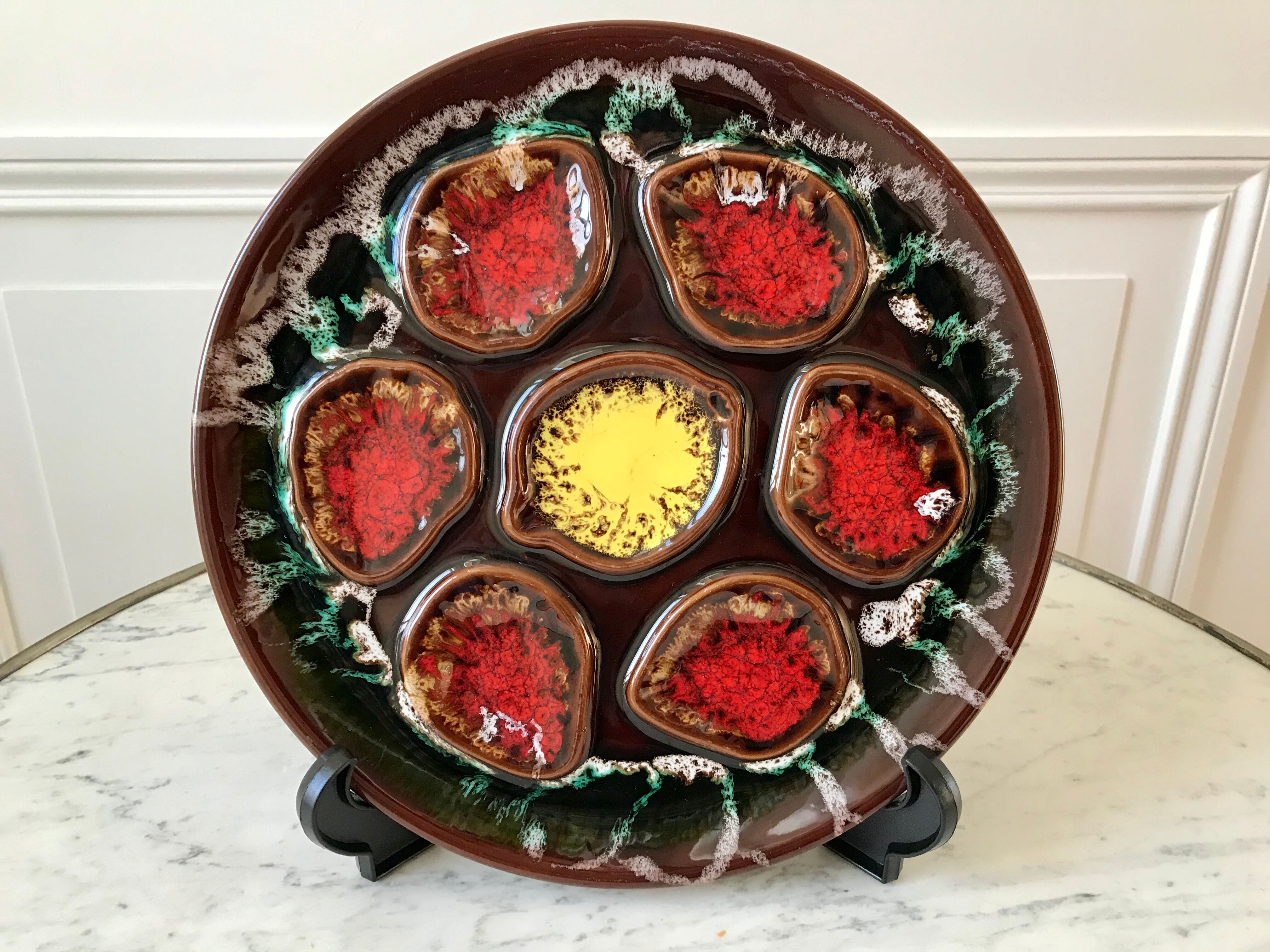 Oyster dish Vallauris style 70s