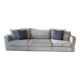 3-seater PMP Classy sofa in grey fabric and its 4 PMP cushions.