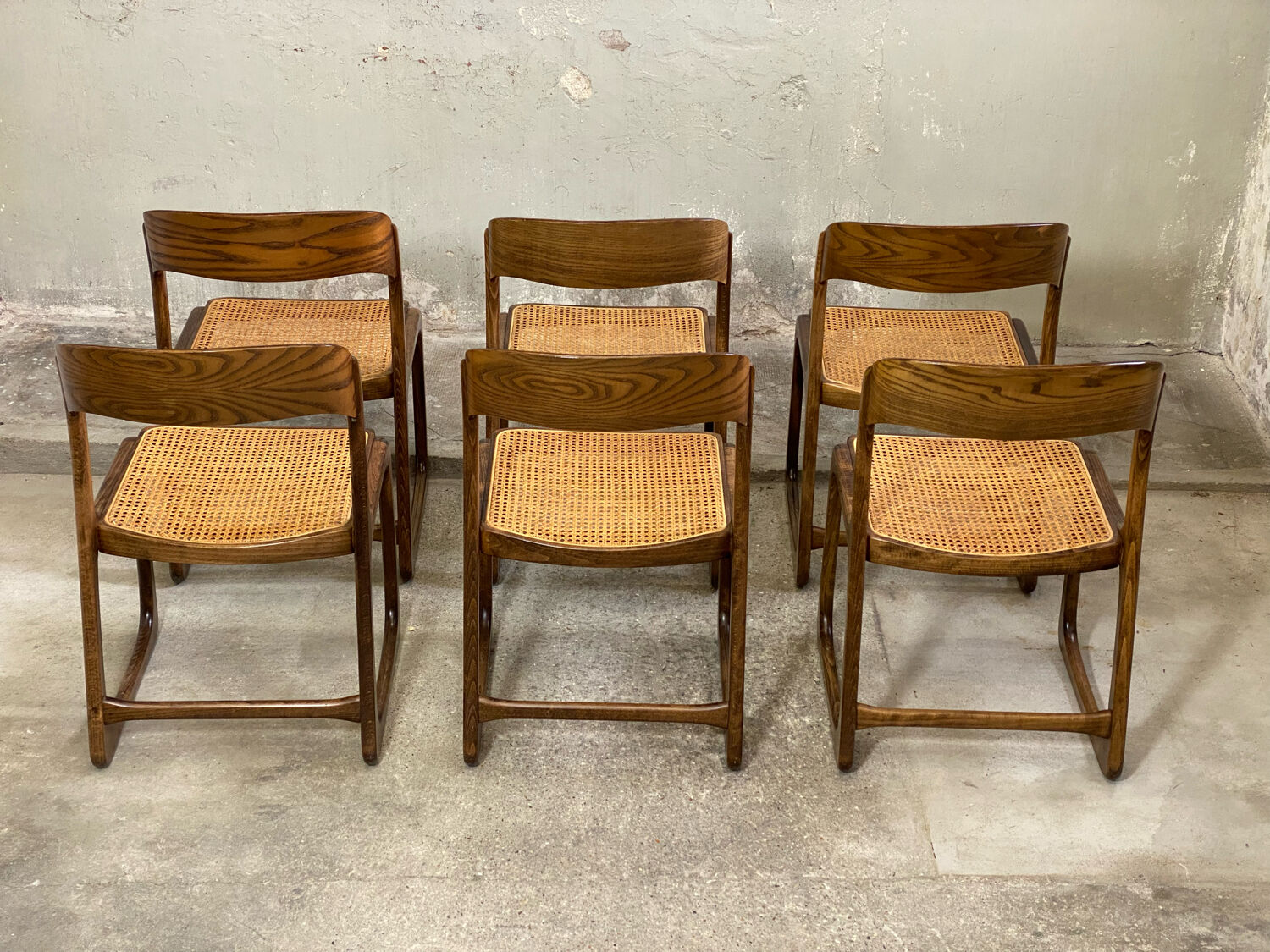 6 baumann cans sleigh chairs