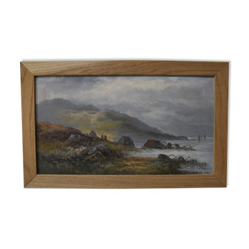 French school, late 19th century Coastal landscape, oil on paper