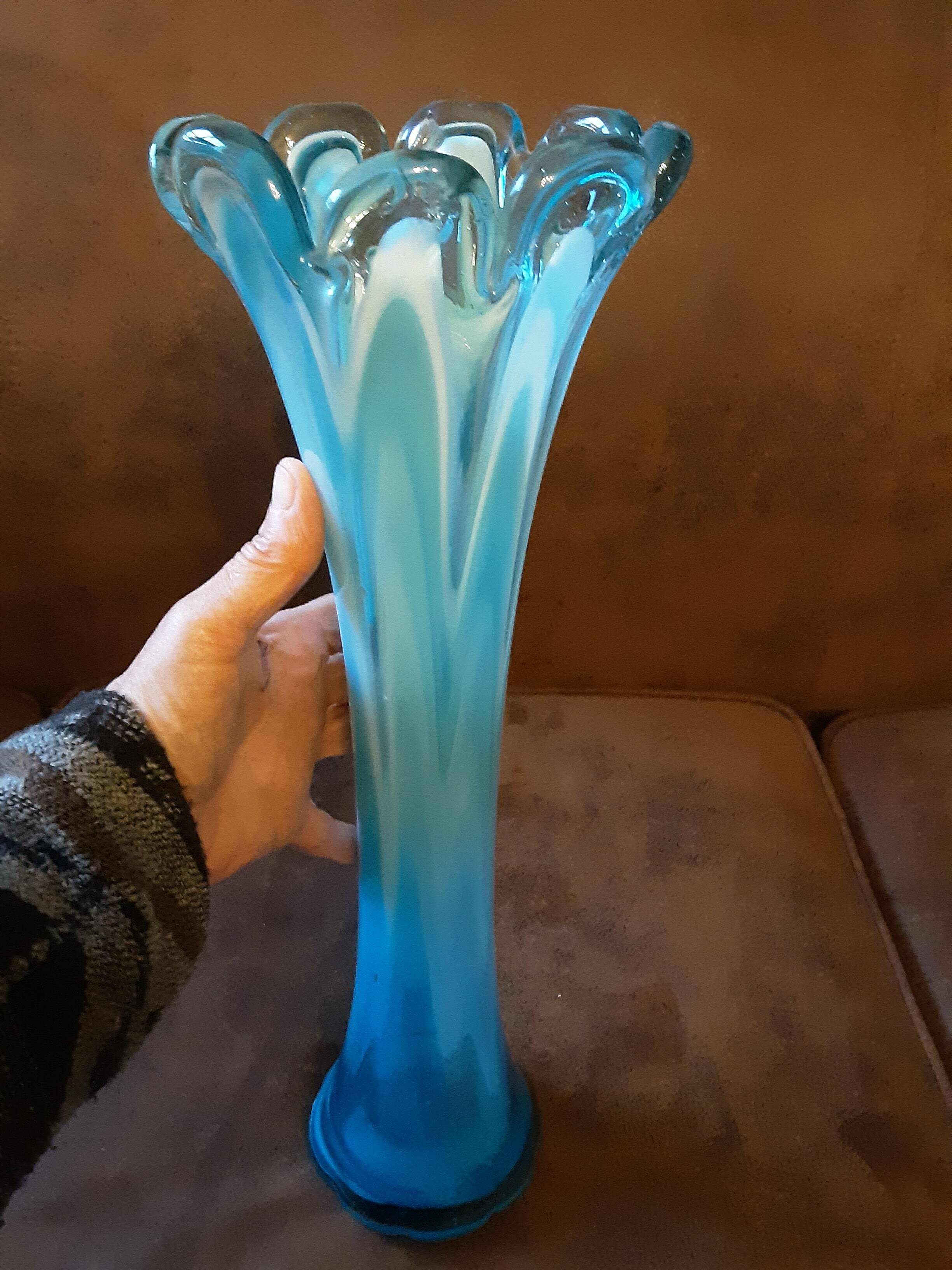 Large turquoise opaline crystal vase