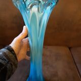Large turquoise opaline crystal vase