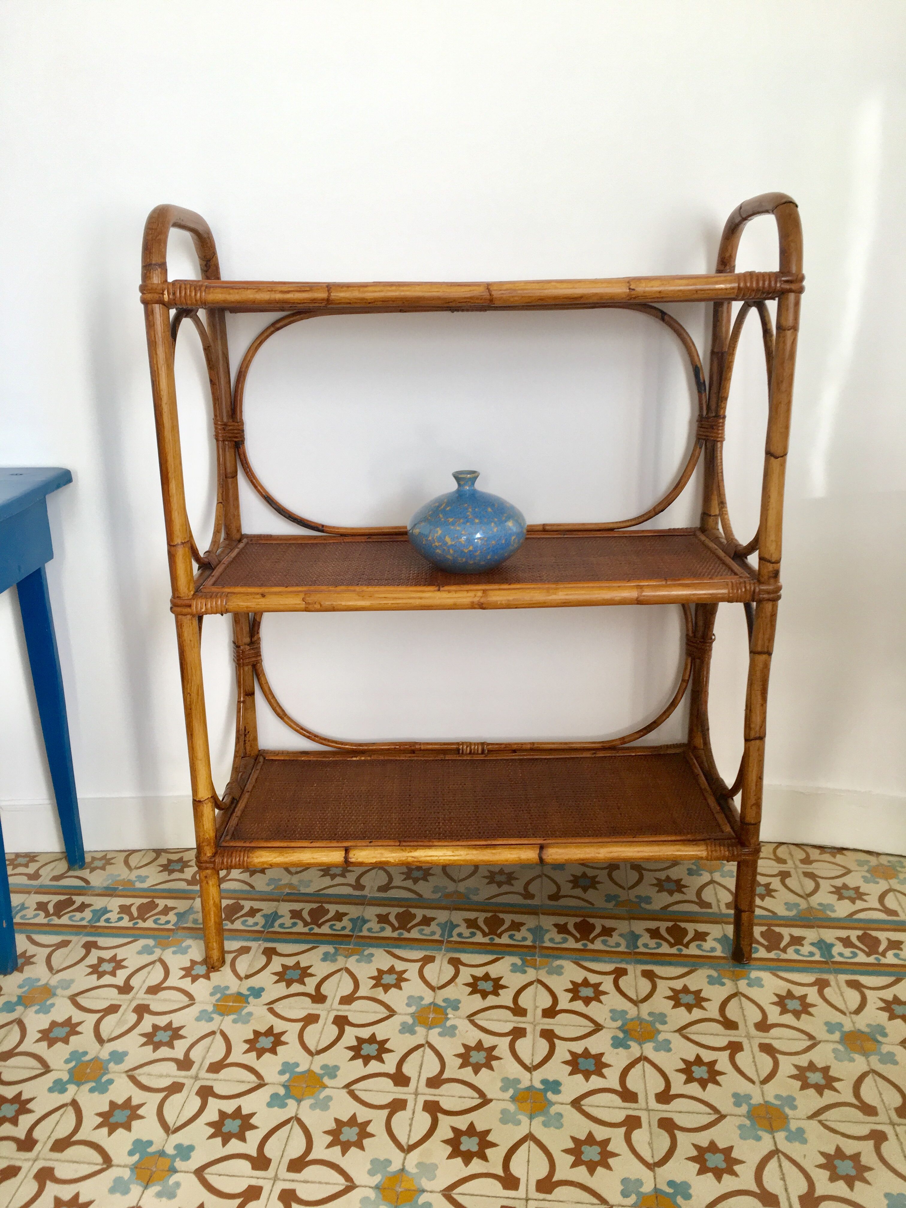 Vintage rattan shelf