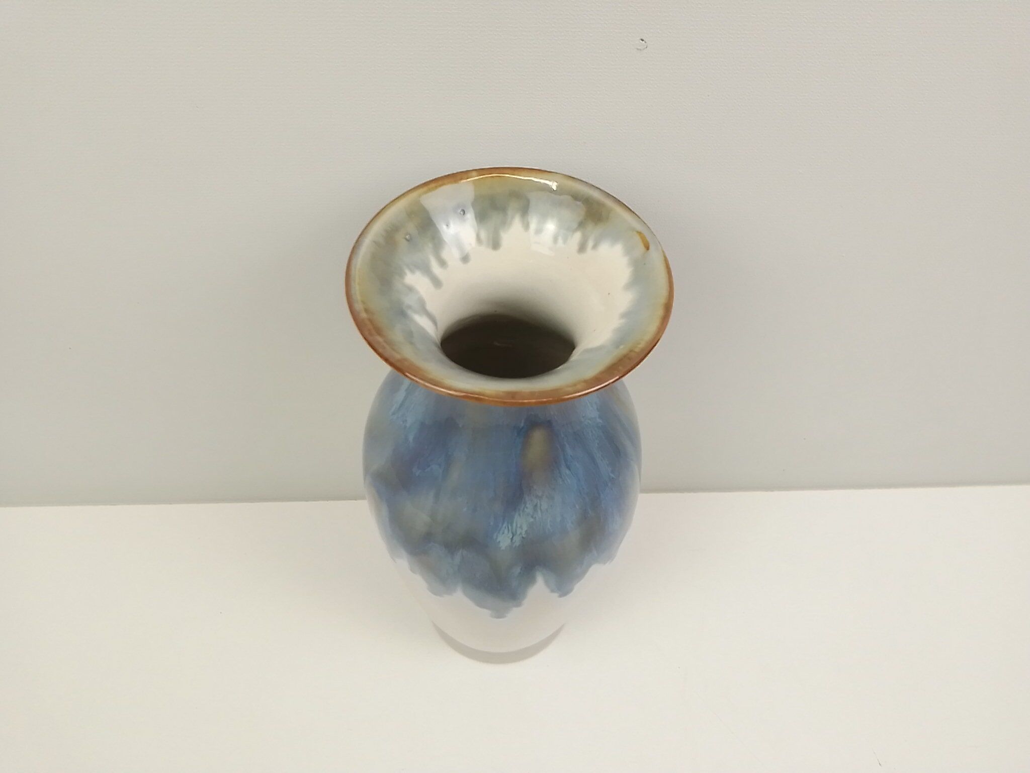 Vase écru et bleu turquoise 26 cm