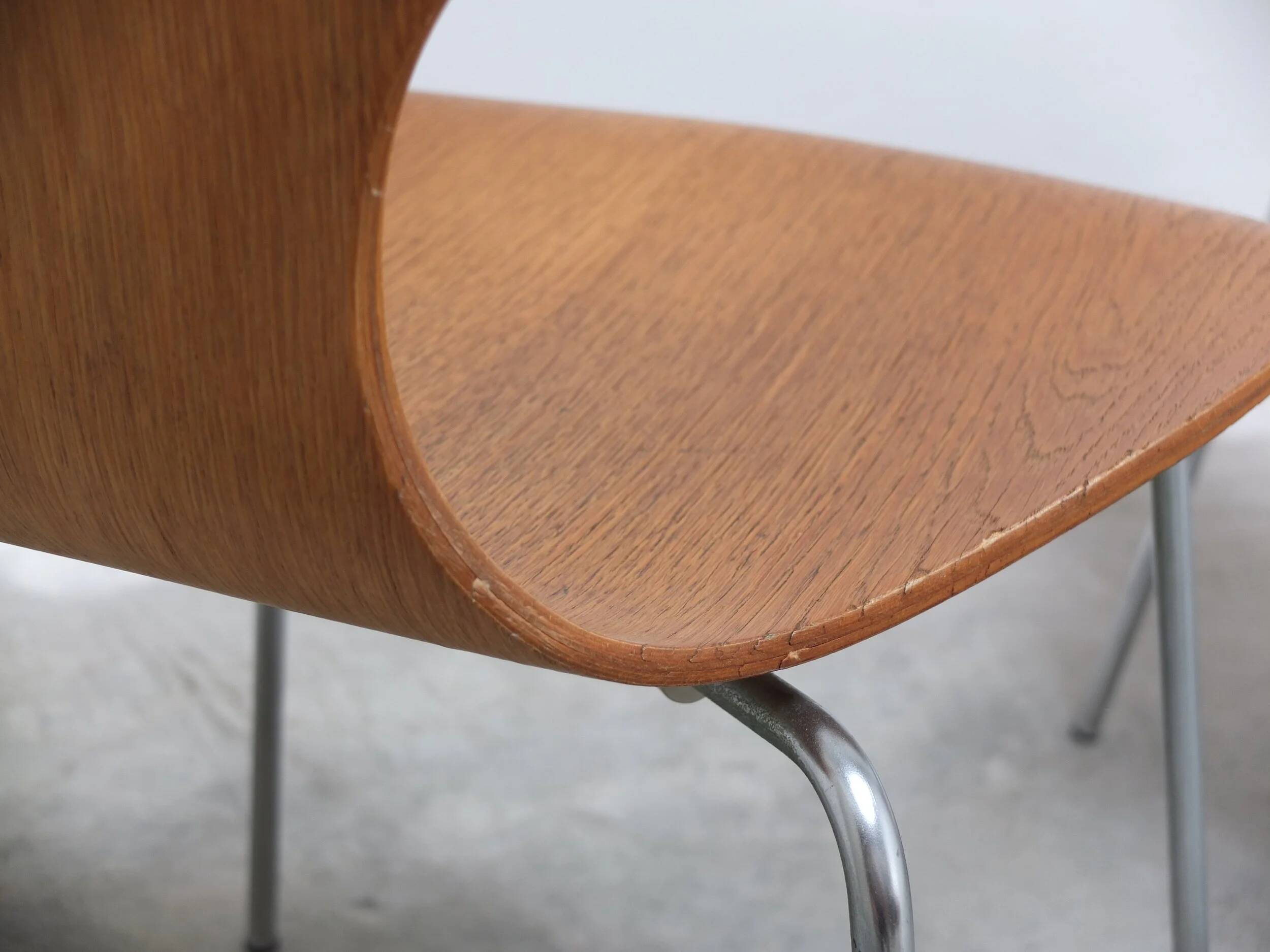 1st edition set of 4 'Lily' chairs in oak by Arne Jacobsen for Fritz Hansen, 1969