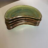 Set of 6 plates of green glazed earth Etienne Noël in Dieulefit 1950
