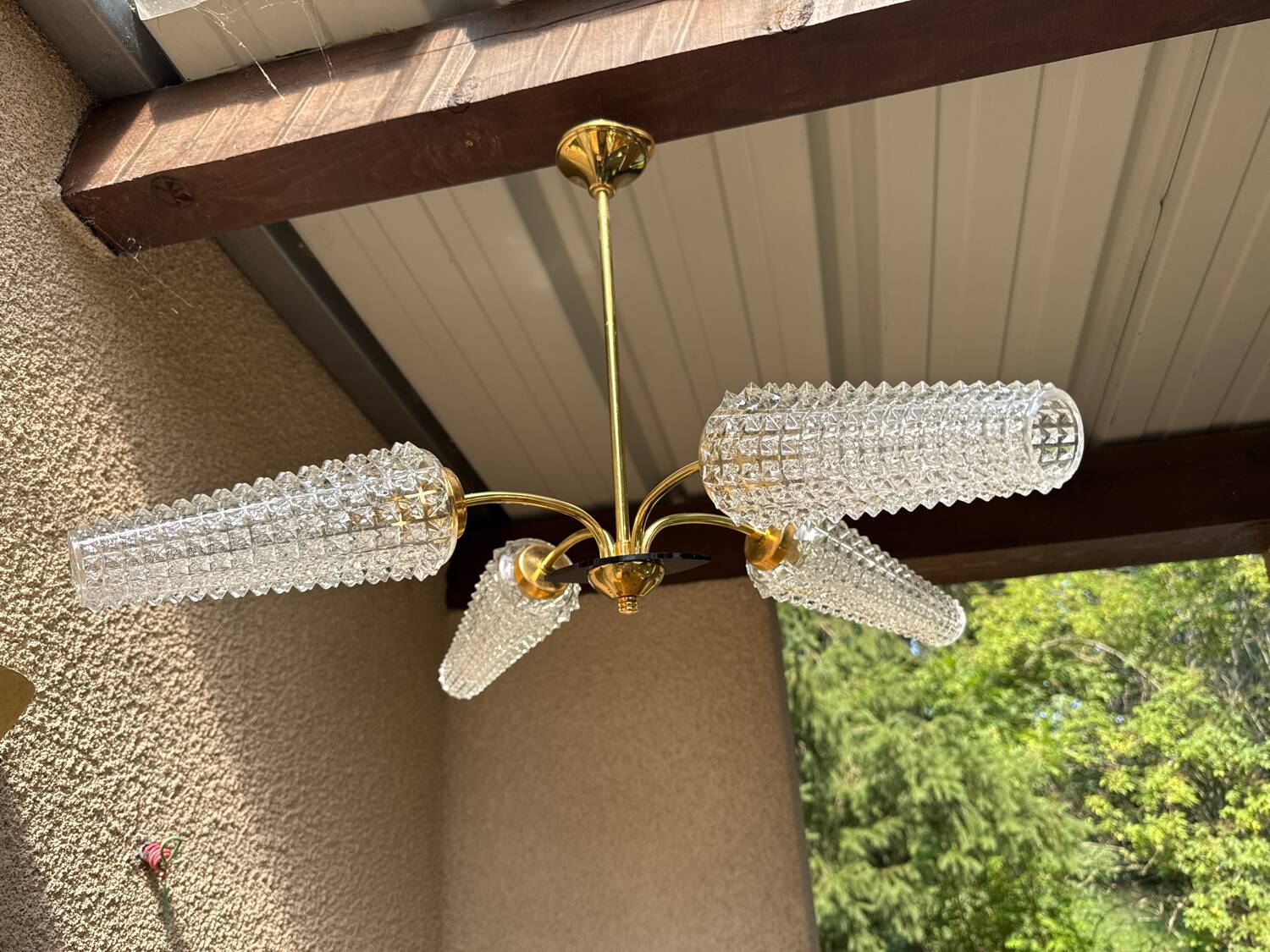 50' brass and glass chandelier
