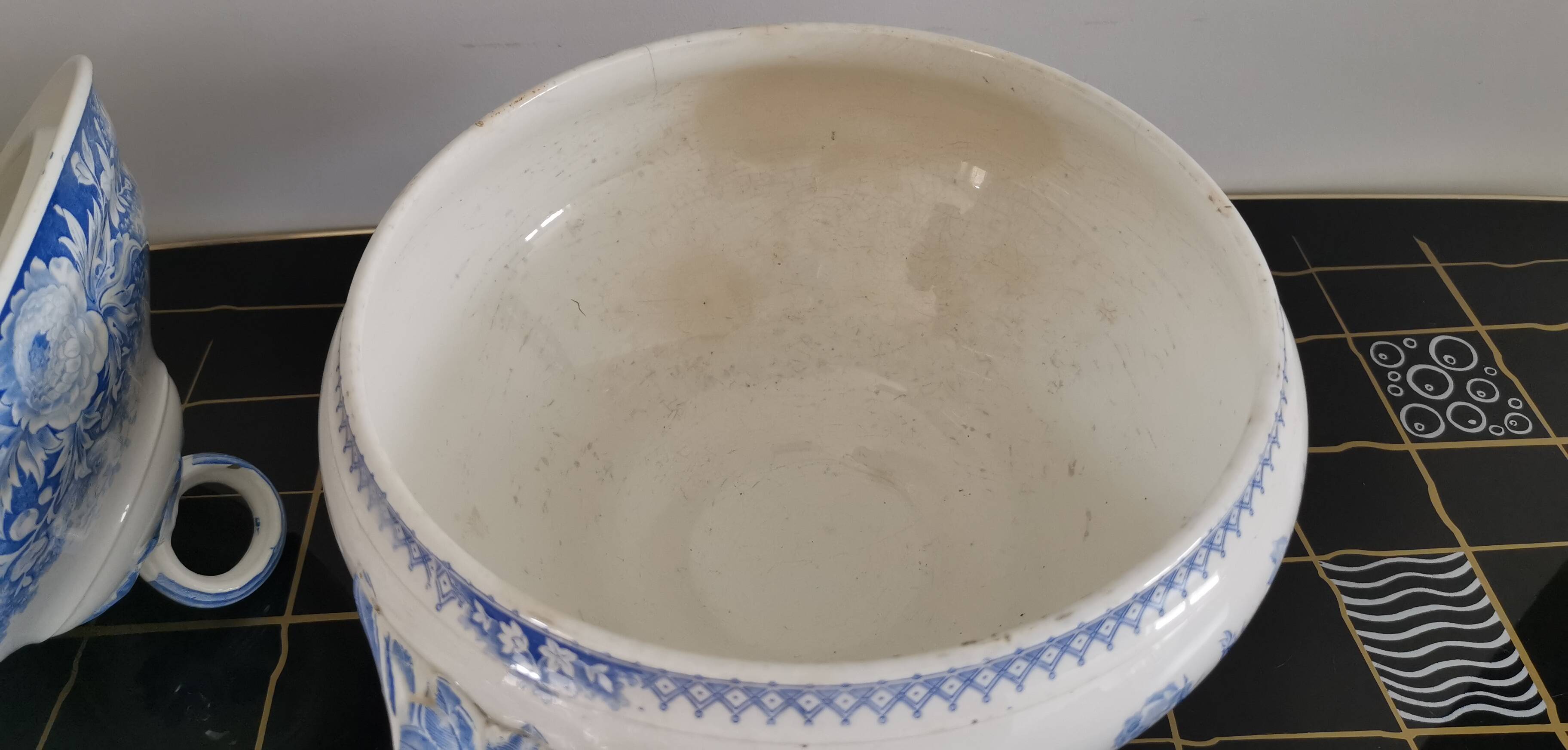 Sarreguemines U & C iron clay soup tureen "Jardinière" model