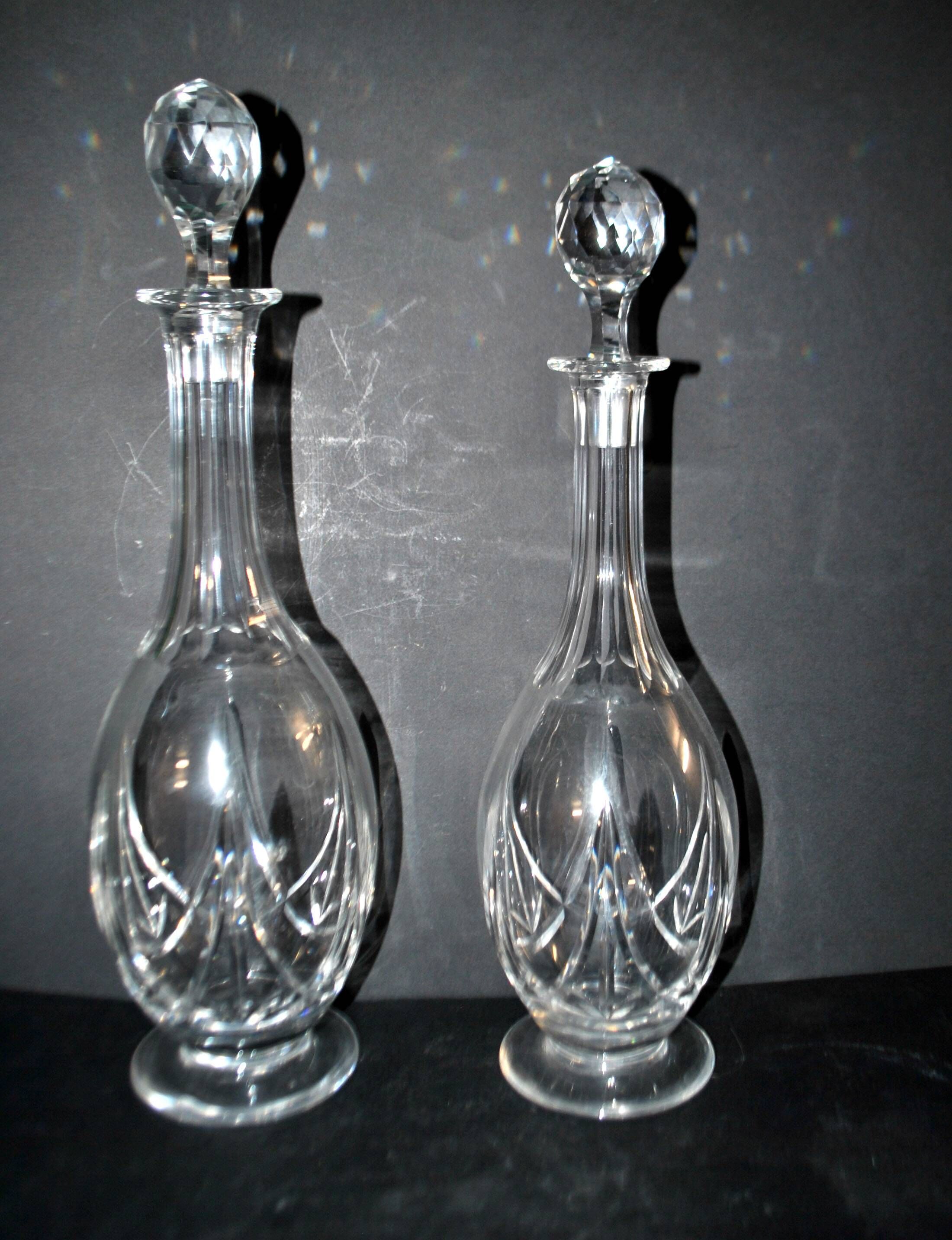 Saint-louis set of 2 antique lasalle cut crystal carafes 1930