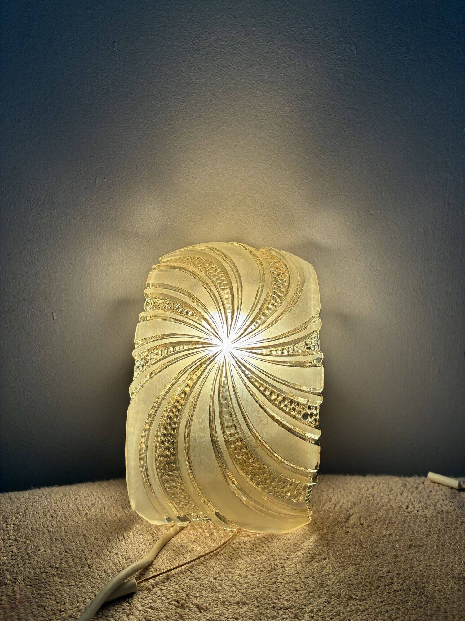 Pair of textured cut glass wall lights, 1970s