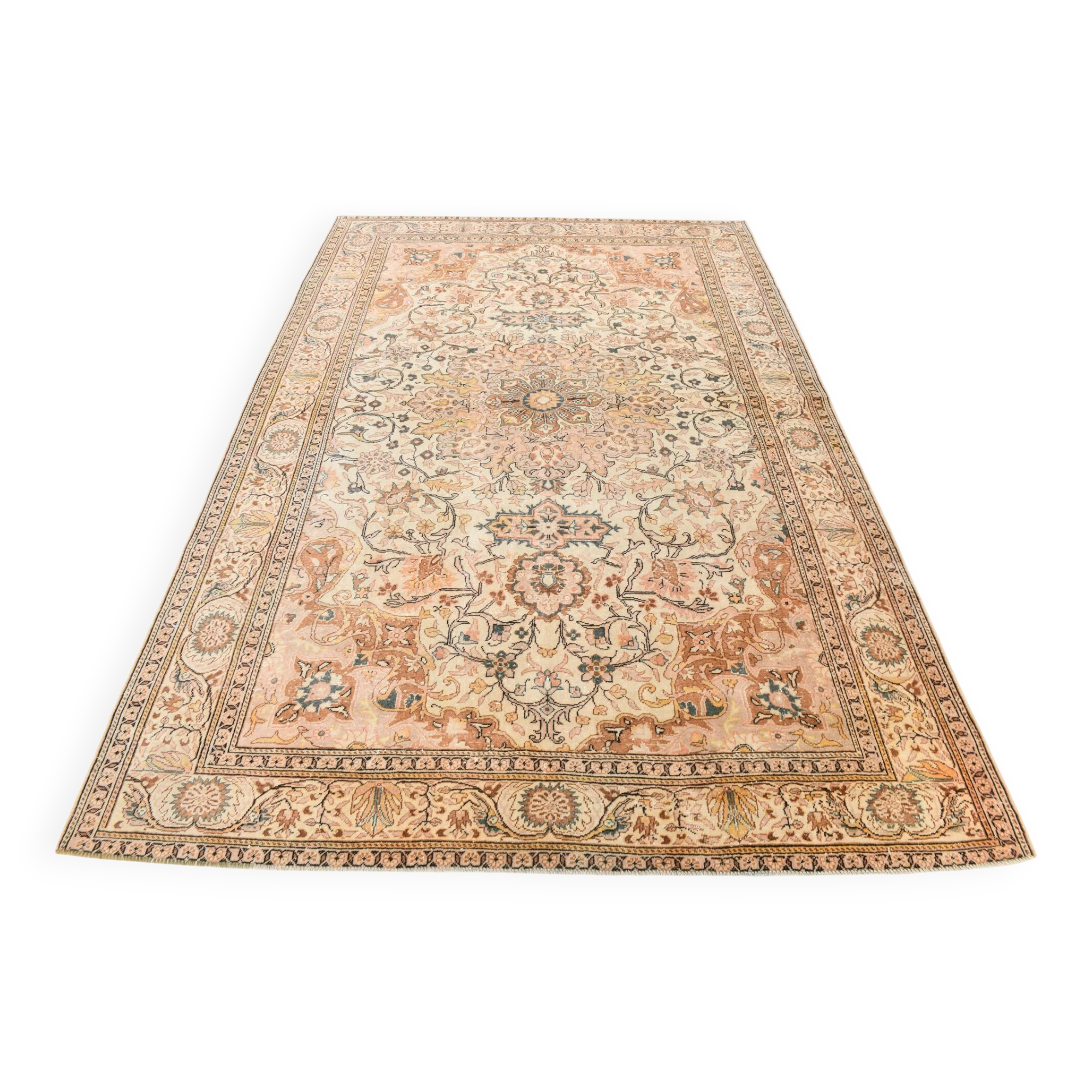 Shades Of Beige Rare Style Vintage Oushak Area Rug, 193x286 Cm