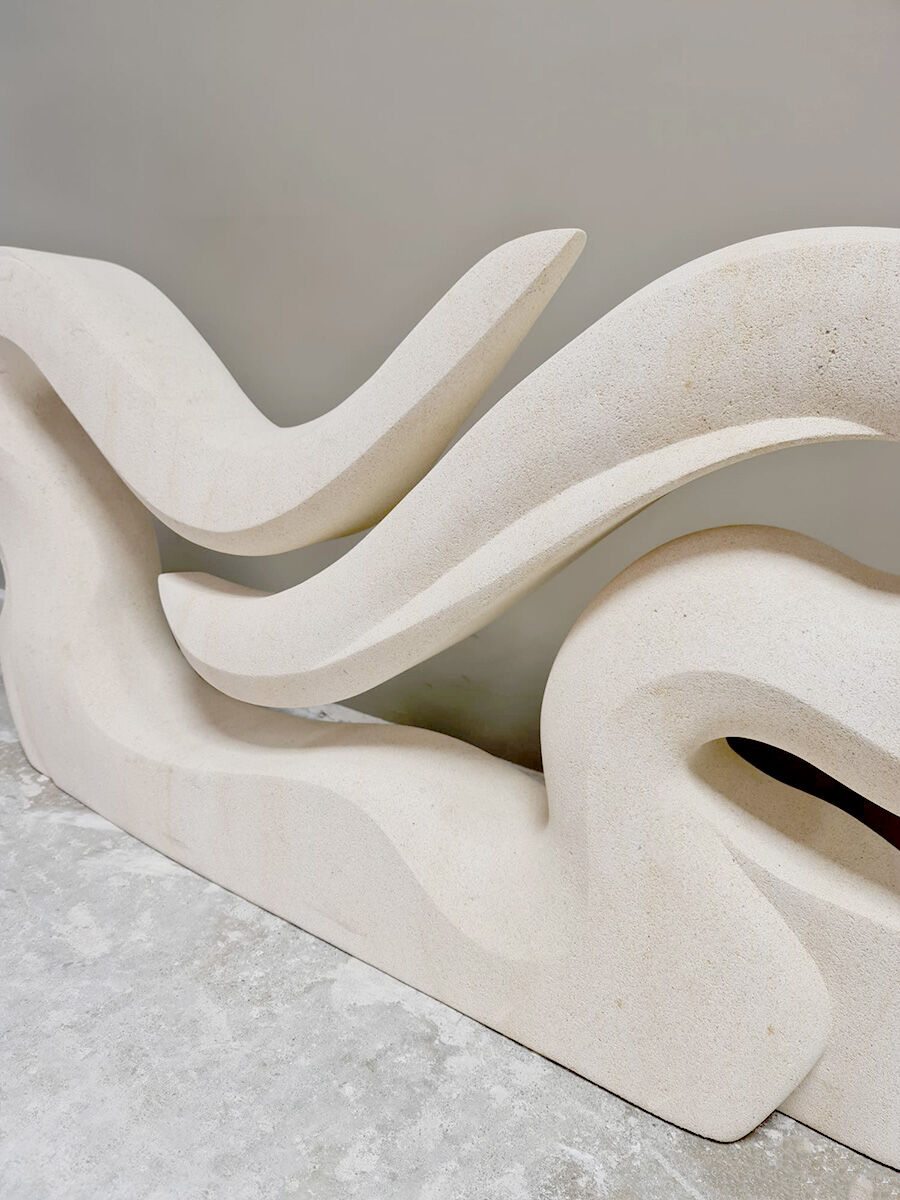Vintage abstract art statue stone sculpture XL 'Wave'