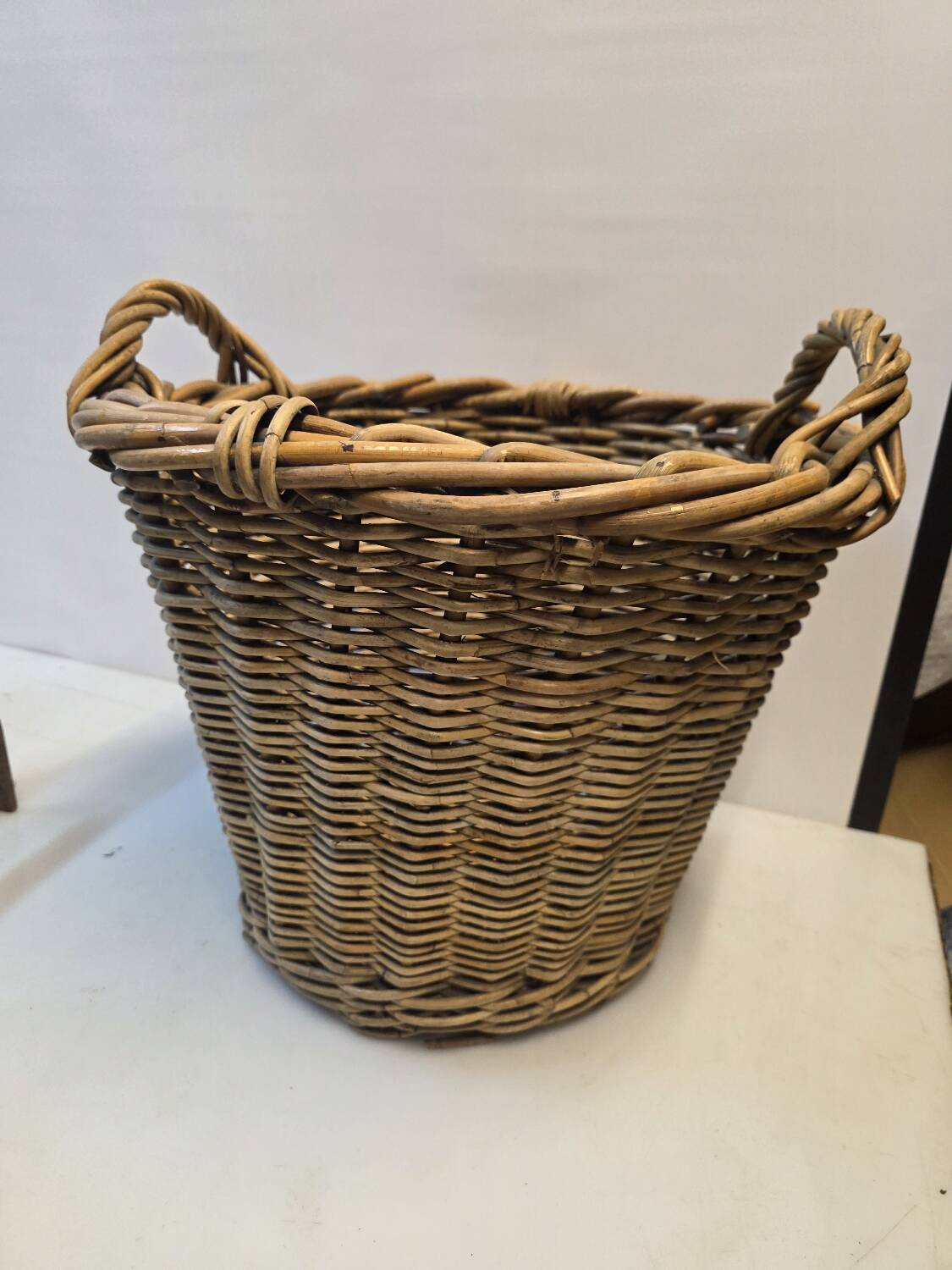 Grand Panier En Osier Tressé Marron – Style Campagne – Fait Main