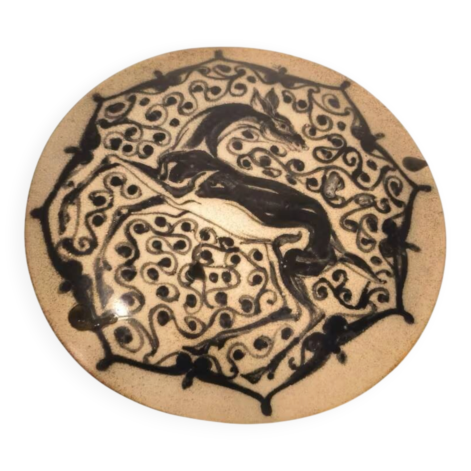 PIERRE PAULUS, rare wall plaque 'Antelope' Art Deco Africanist, ceramic